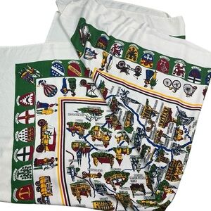 Vintage 70s Germany souvenir tablecloth 48 x 57 feels like linen blend